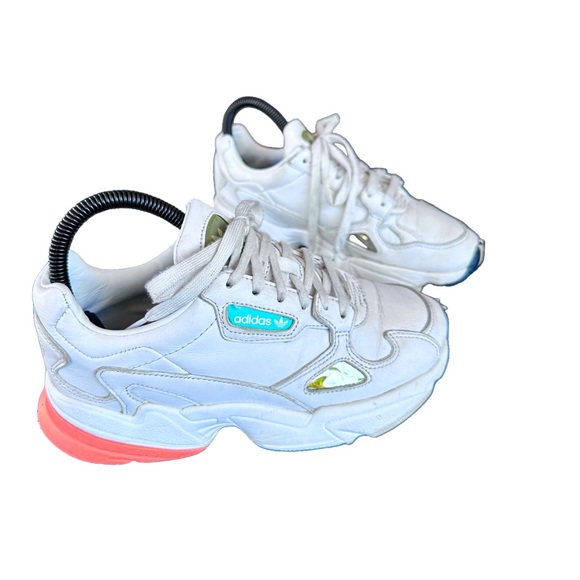 Adidas Originals Falcon Sneakers Athletic Chunky Shoes White/Orange Size 5 - Picture 2 of 7